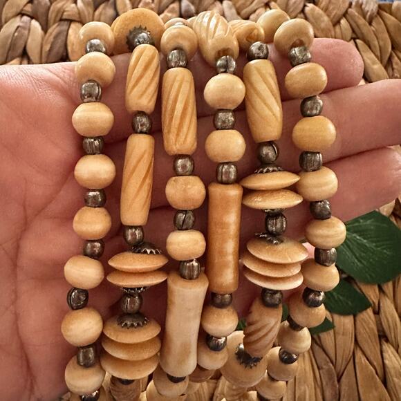 Camel Bone vintage Multi strand necklace vintage - Picture 1 of 10